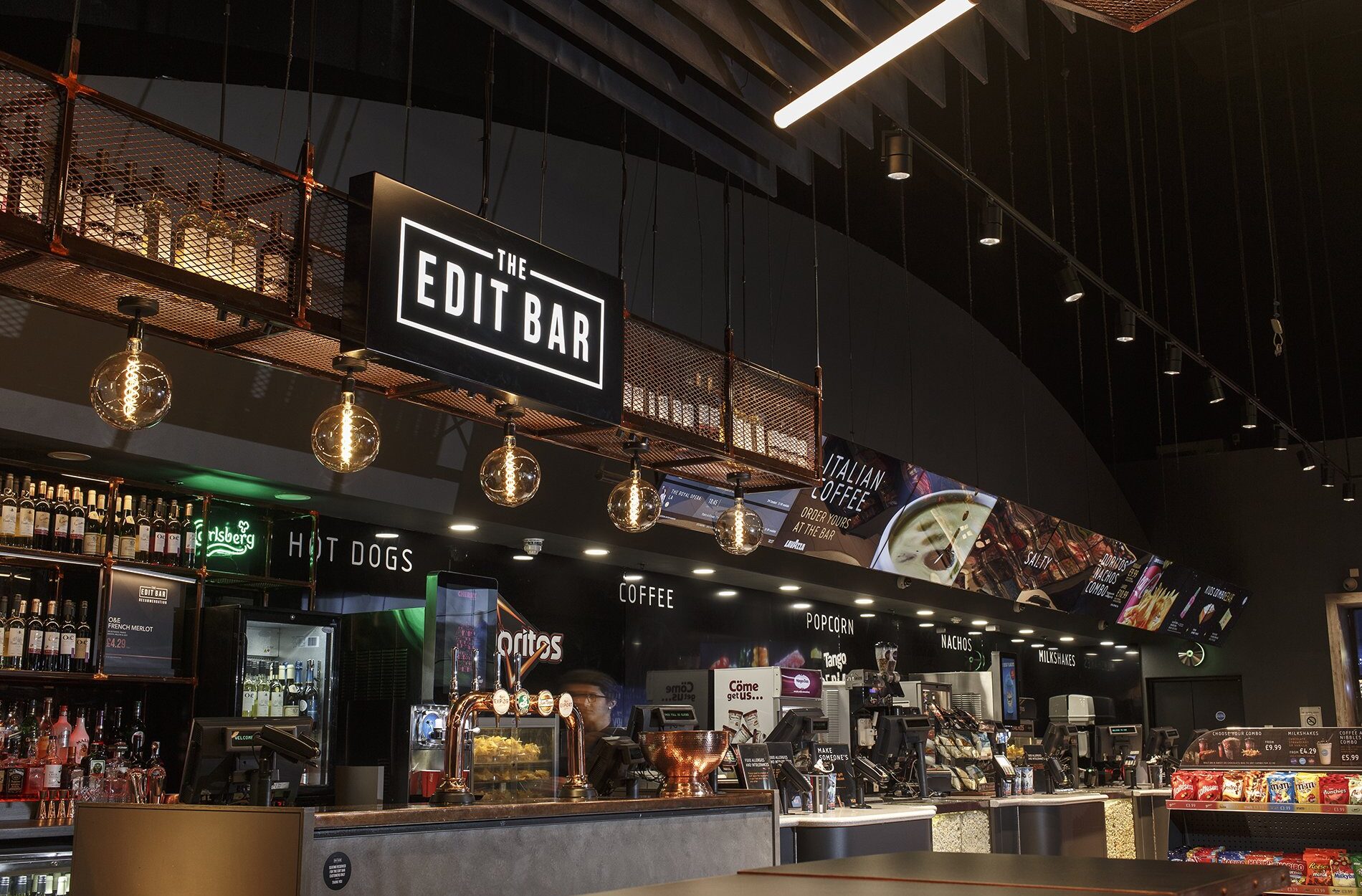 Signage for The Edit Bar, and refreshments at Vue Finchley road location