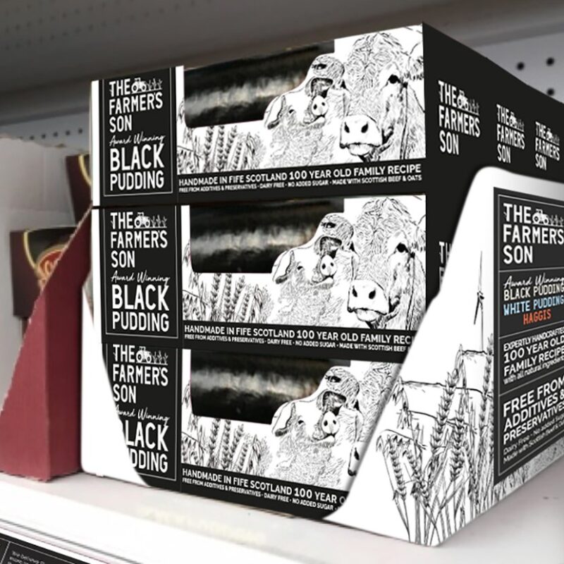 shipper packaging for The farmers son black pudding