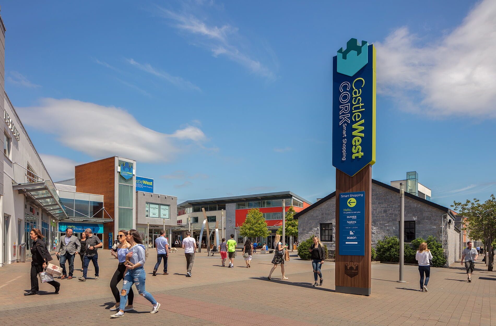 Castle west branded signage design Beyond London Castle West Shopping Centre Retail Design Asset Enhancement Brand Identity Signage & Wayfinding Customer Experience design