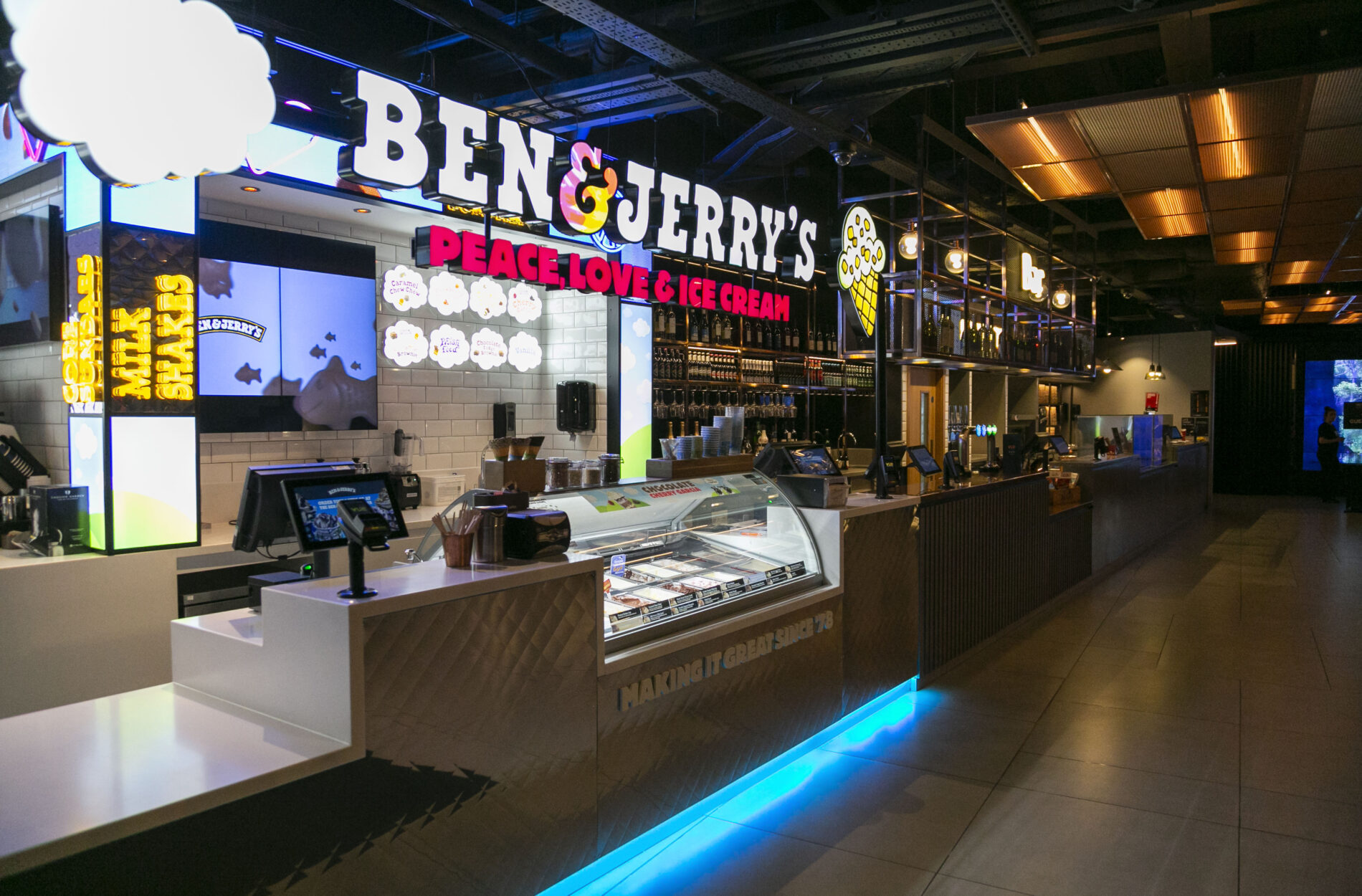 Ben and Jerry's Vue cinema ice cream kiosk Beyond London Ben & Jerrys Retail Design Food & Beverage design Customer Experience design Ice Cream Scoop Store Vue Cinema