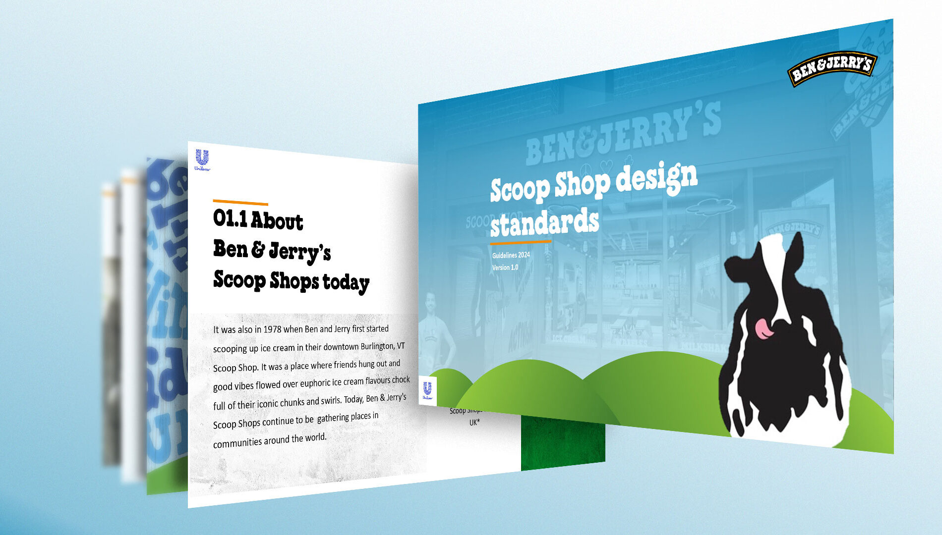Ben & jerry's Branding Store design Deck Presentation Mockup