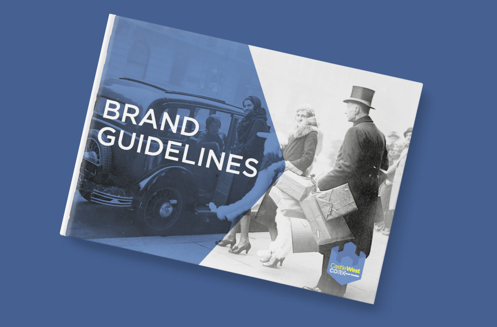 Castle West Cork brand guidelines cover Beyond London Castle West Shopping Centre Retail Design Asset Enhancement Brand Identity Signage & Wayfinding Customer Experience design