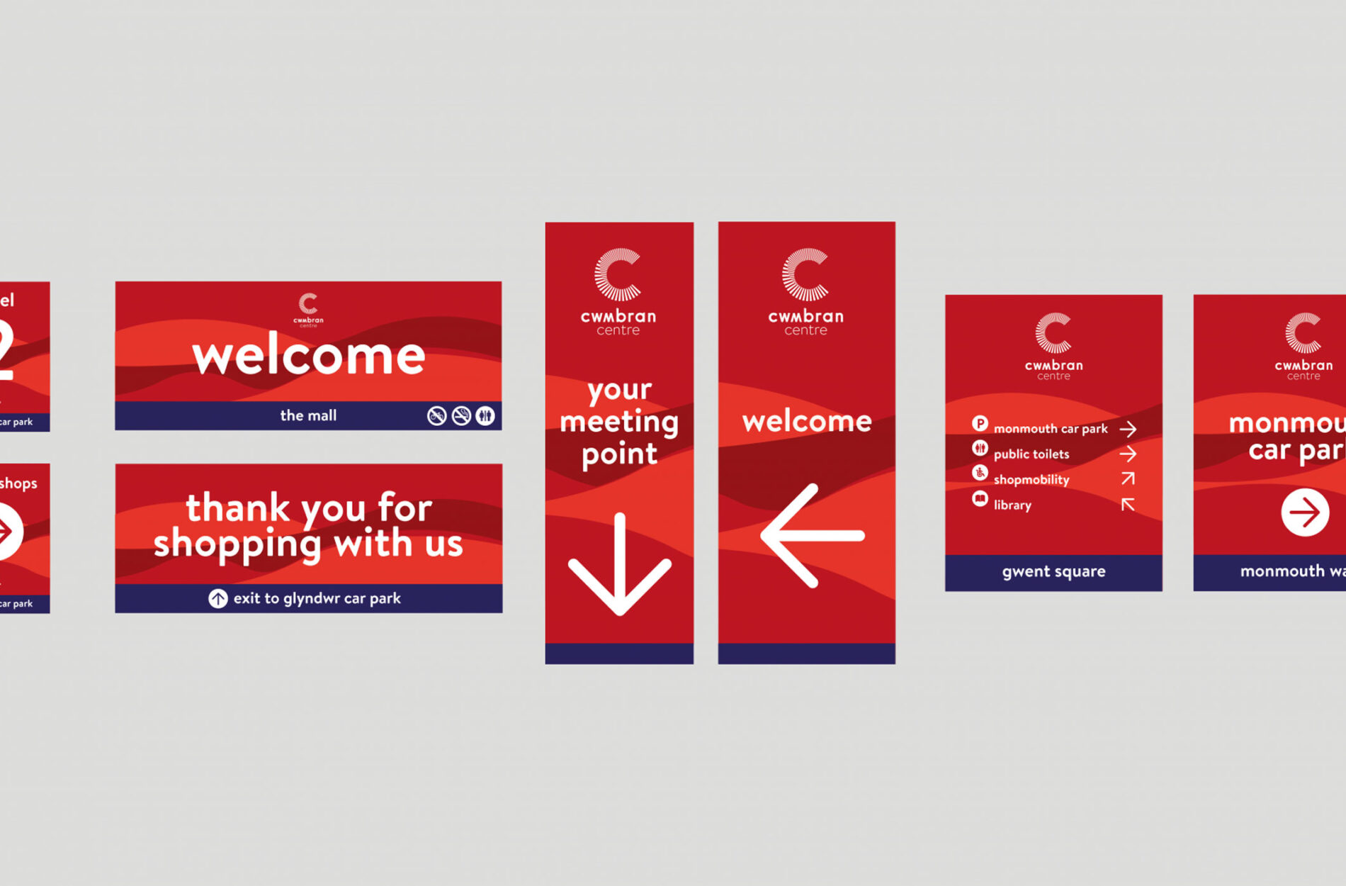 Cwmbran graphic design signage Beyond London Cwmbran Shopping Centre Retail Design Asset Enhancement Brand Identity Signage & Wayfinding Customer Experience design