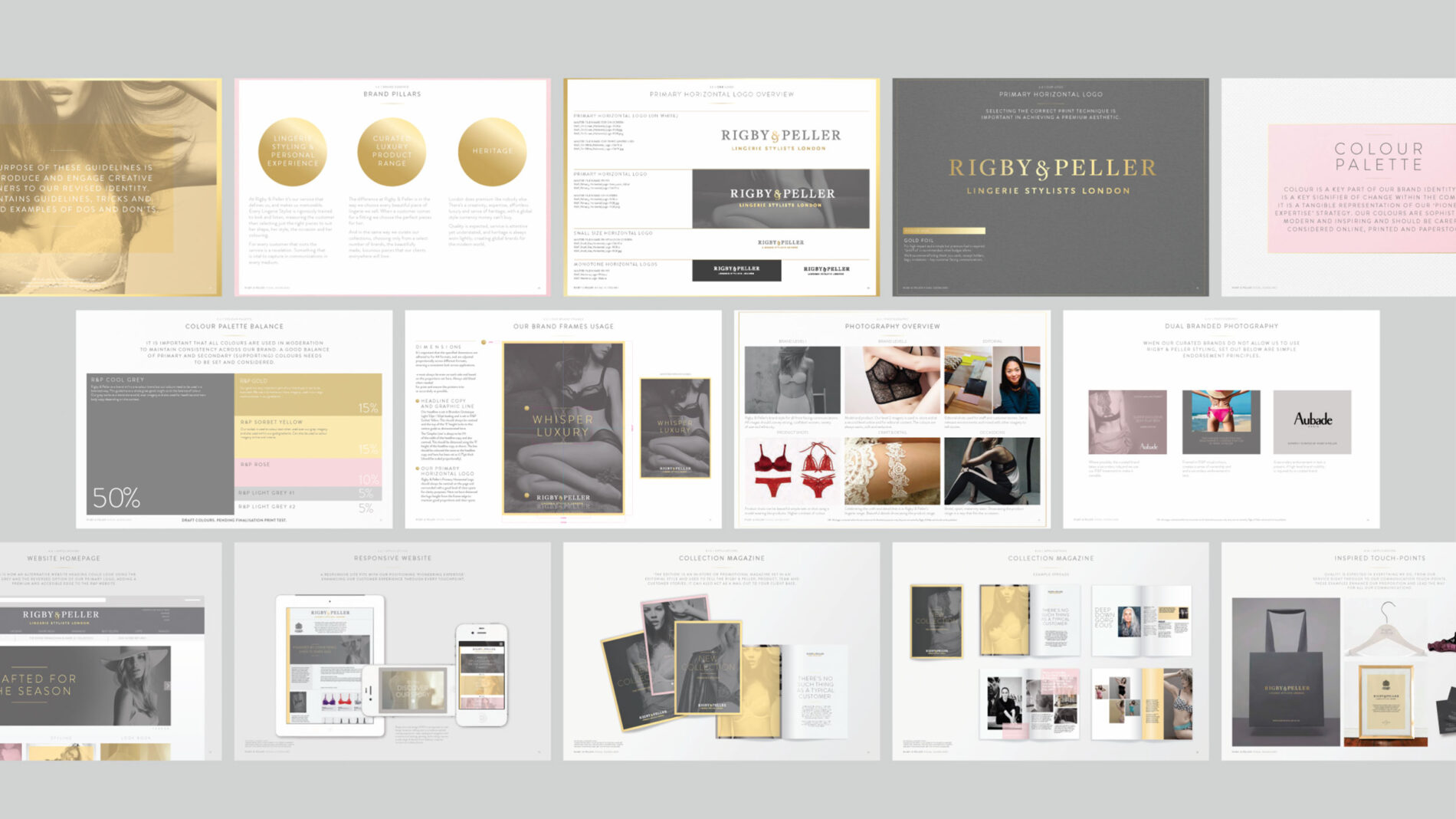 Rigby & Peller brand guideline pages