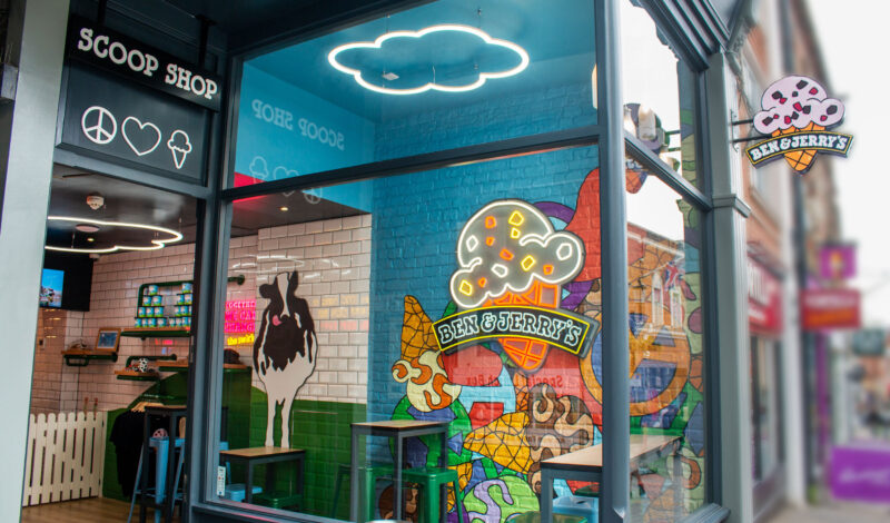 Ben & jerry's Branding Exterior Shopfront Design Exterior Glass Wall graphics