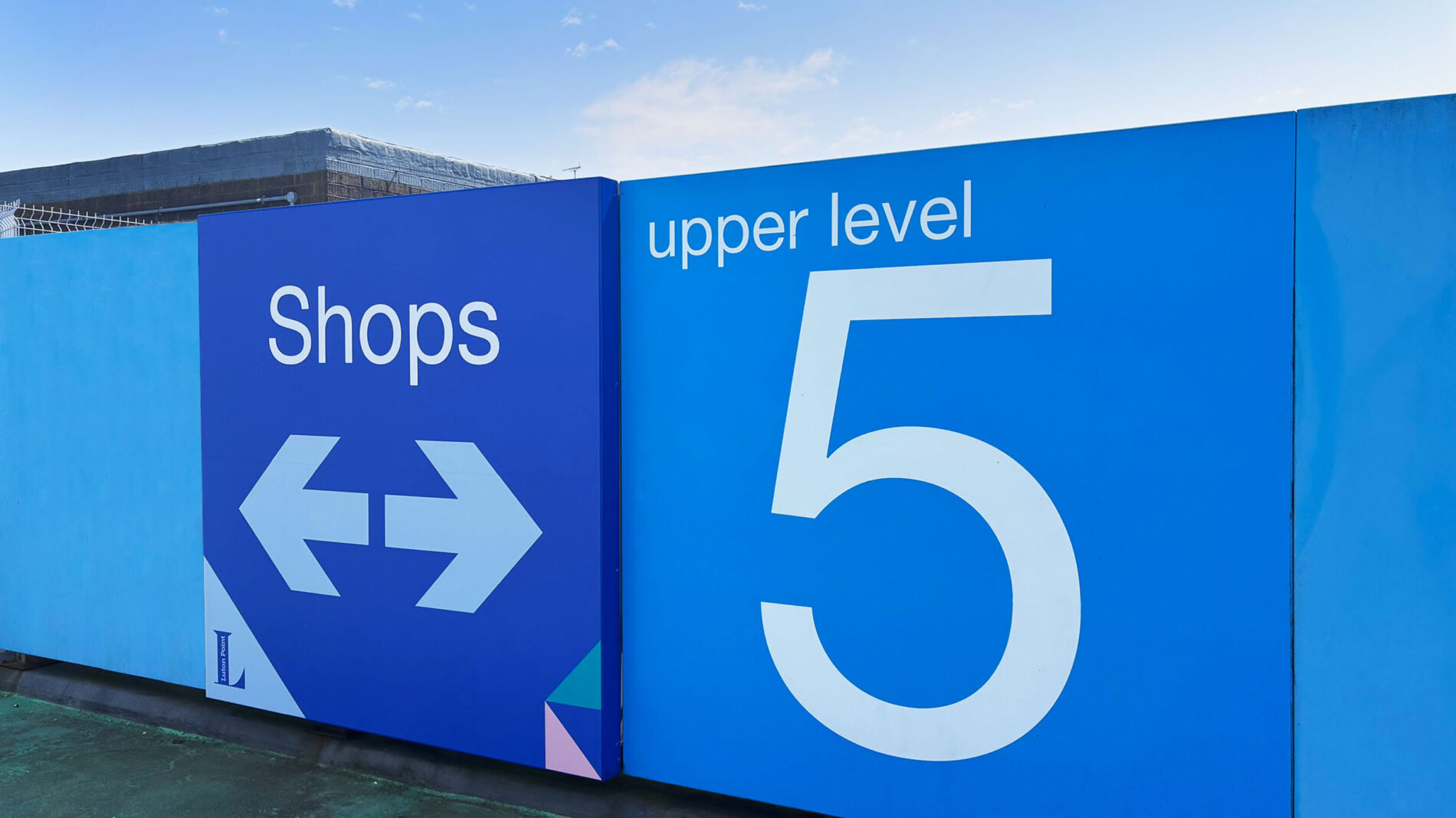 Luton Point shopping centre management office graphics signage
