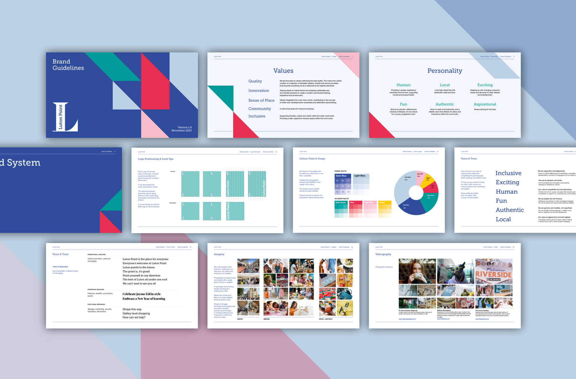 Luton Point shopping centre flat graphic brand guidelines