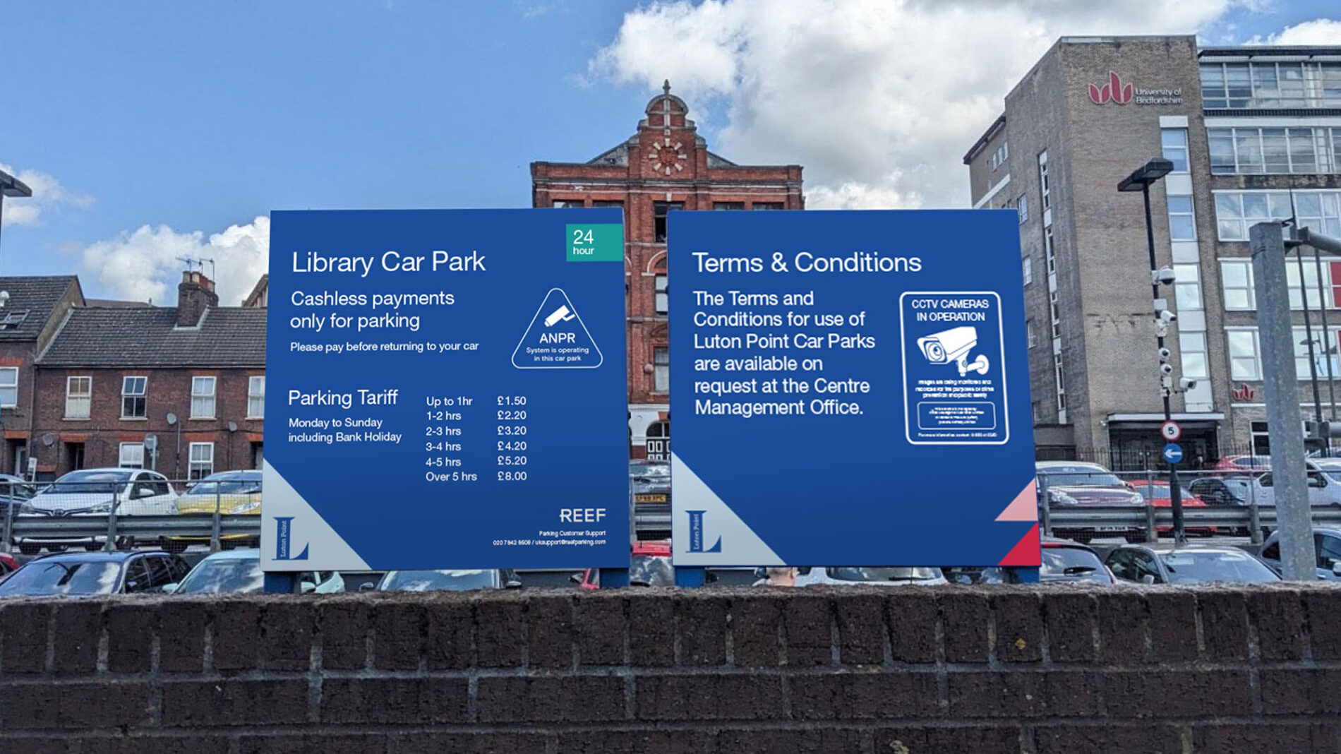 Luton Point shopping centre parking signage graphic design