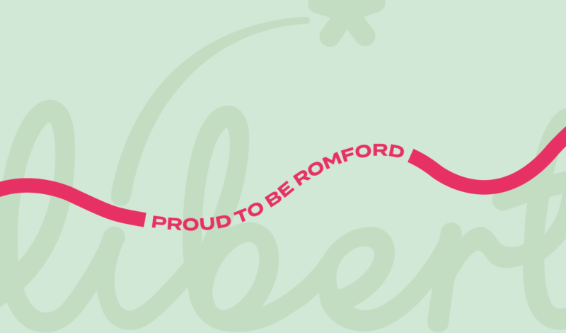 The Liberty Romford shopping centre branding supergraphic proud to be romford flat graphic branding strategy