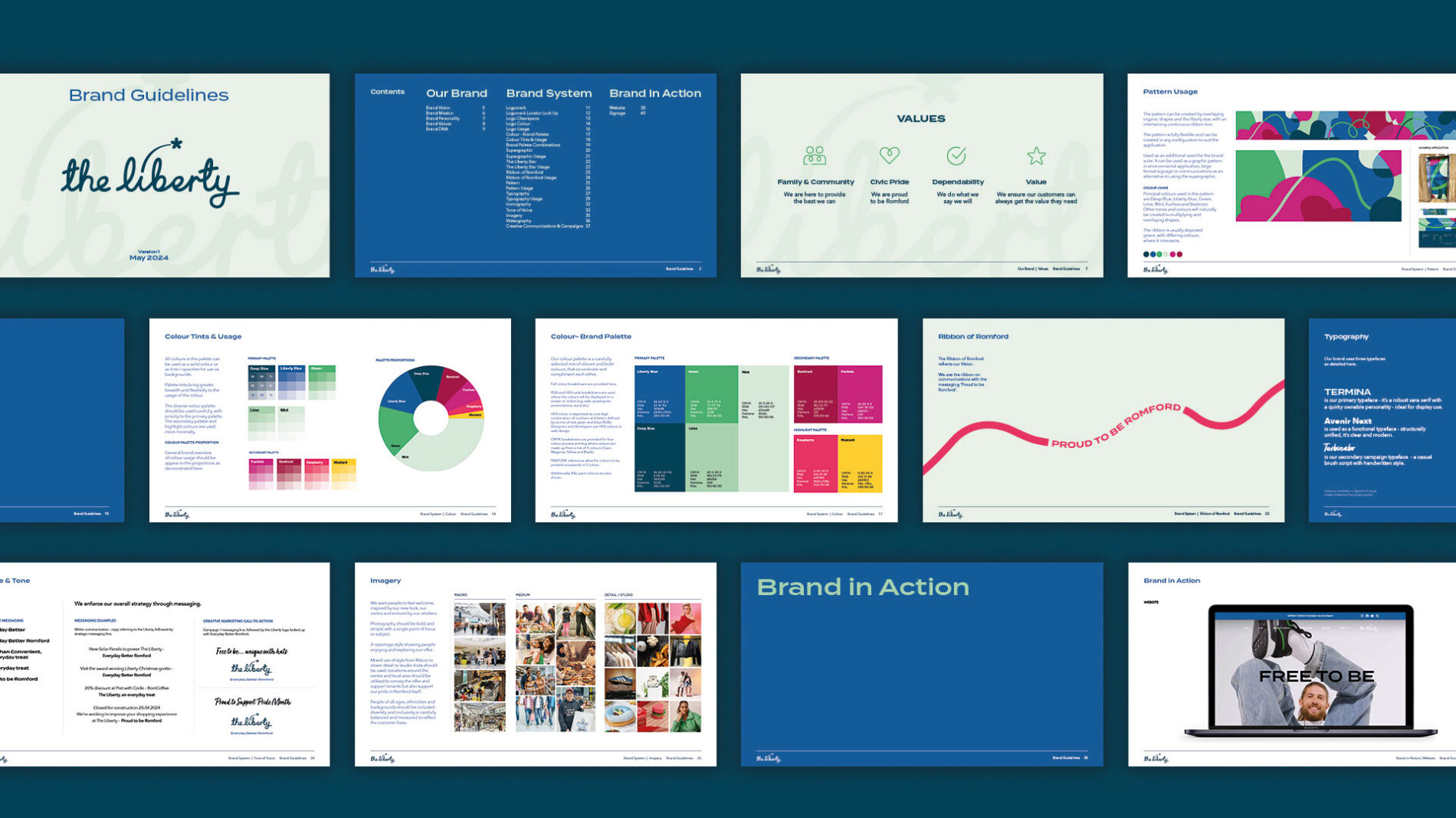 The Liberty Romford shopping centre branding flat graphic brand guidelines strategy
